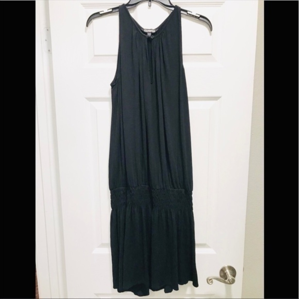 Express keyhole front drop waist knit midi black